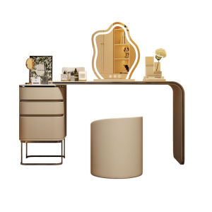 Luxury Modern Oak Dressing Table with Mirror and Light for Salon and Home Use