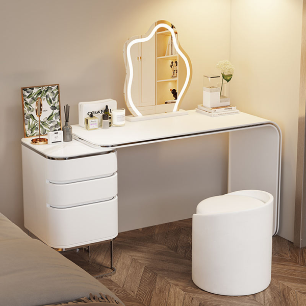 Luxury Modern Oak Dressing Table with Mirror and Light for Salon and Home Use