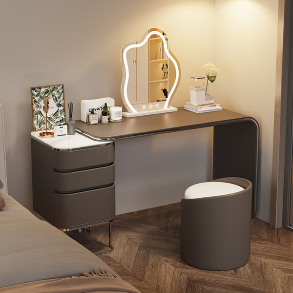 Luxury Modern Oak Dressing Table with Mirror and Light for Salon and Home Use