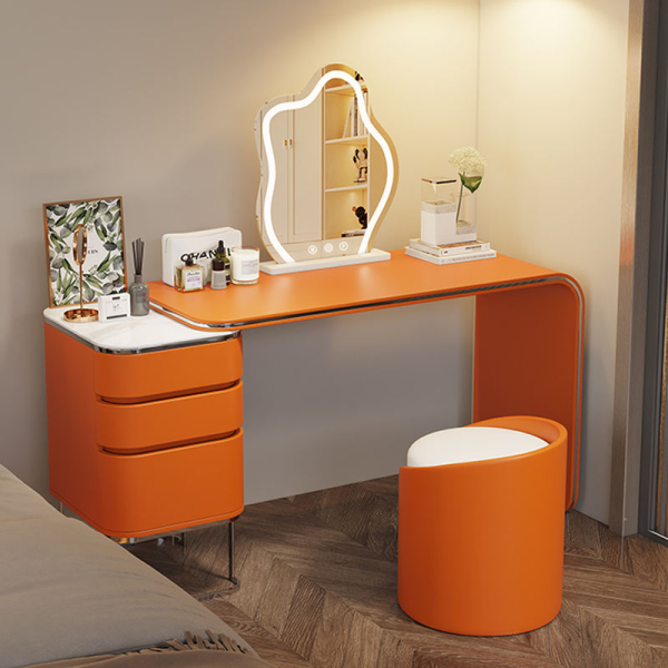 Luxury Modern Oak Dressing Table with Mirror and Light for Salon and Home Use
