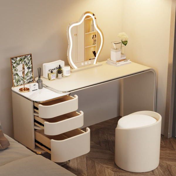 Luxury Modern Oak Dressing Table with Mirror and Light for Salon and Home Use