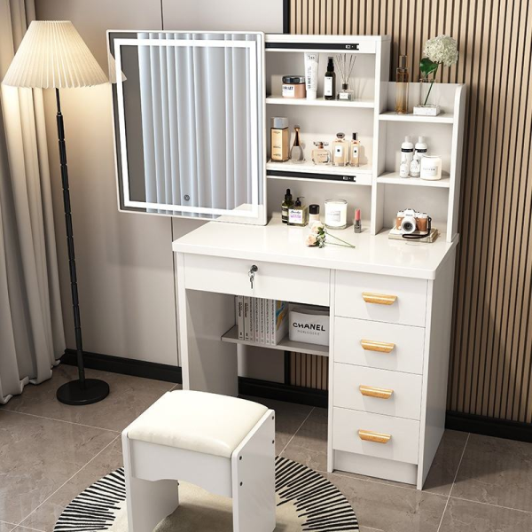 Modern Simple Dressing Table for Bedrooms High-End Mini Storage Dressing Cabinet for Lighted Makeup Vanity