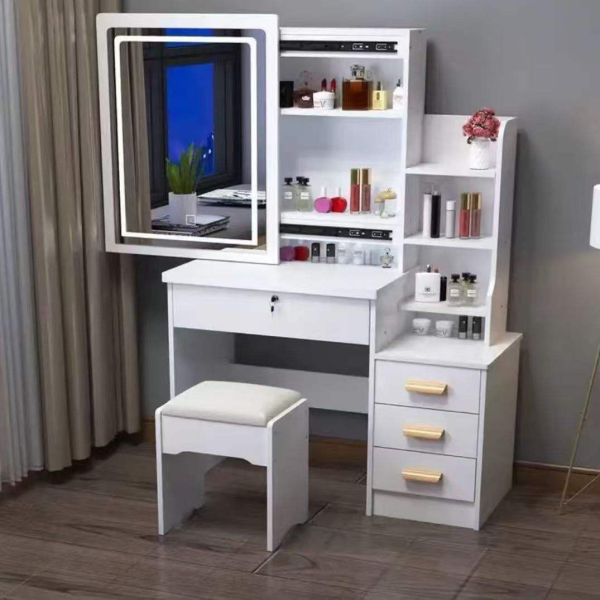 Modern Simple Dressing Table for Bedrooms High-End Mini Storage Dressing Cabinet for Lighted Makeup Vanity