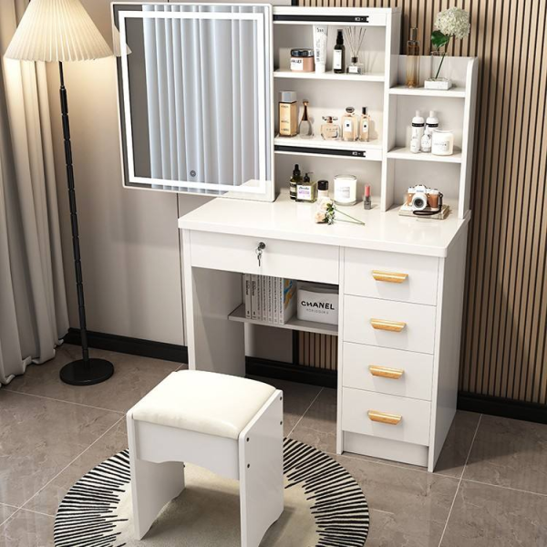 Modern Simple Dressing Table for Bedrooms High-End Mini Storage Dressing Cabinet for Lighted Makeup Vanity