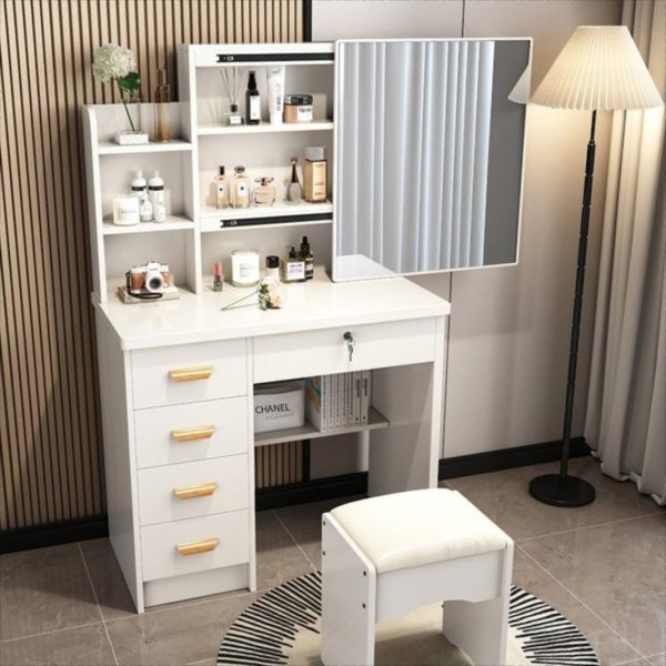 Modern Simple Dressing Table for Bedrooms High-End Mini Storage Dressing Cabinet for Lighted Makeup Vanity