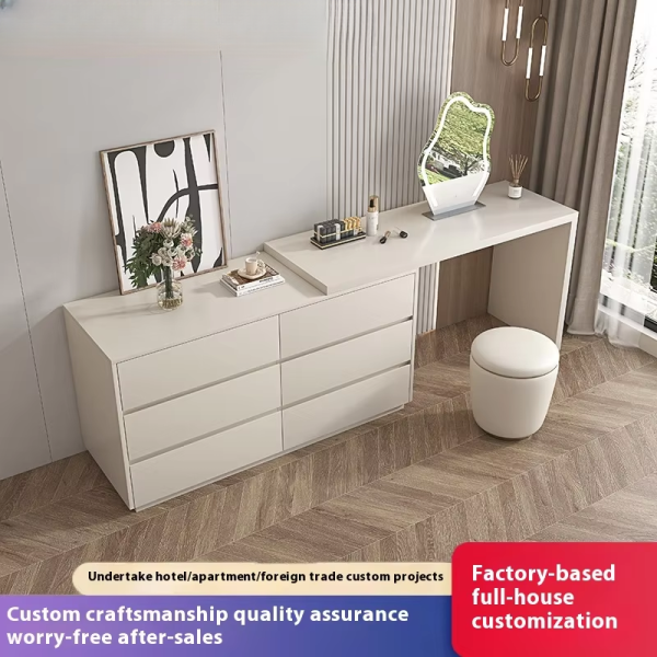 Custom modern simple gray dressing table light luxury dressing table integrated cabinet