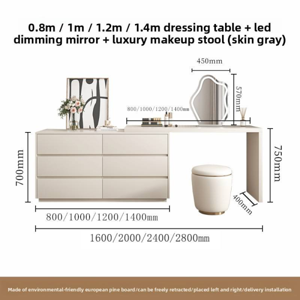 Custom modern simple gray dressing table light luxury dressing table integrated cabinet