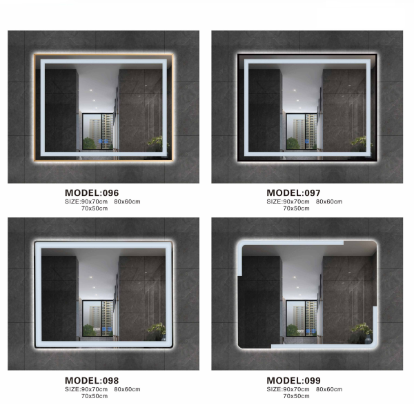 Modern Bathroom Anti-fog Mirror Rectangular Wall Mounted Smart Vanity Mirror