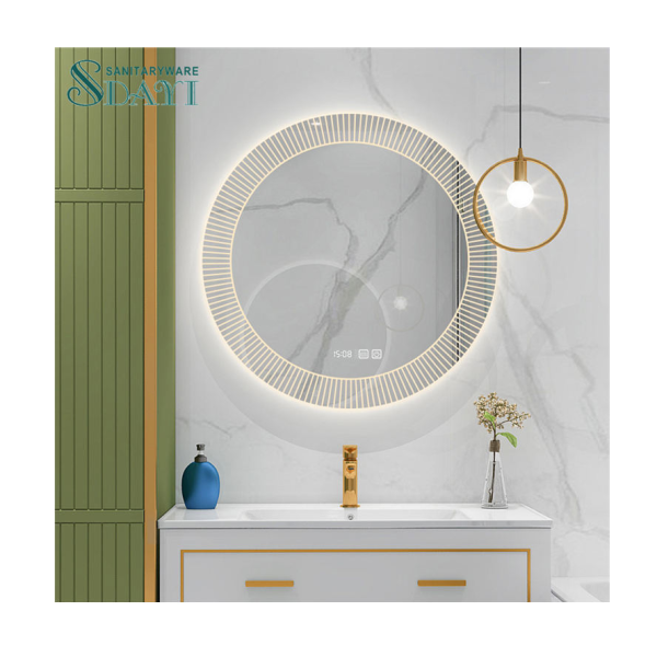 Modern Home Bathroom Mirror Time Display Led Touch Sensor Mirror Anti Fog Smart Mirror with Led Light