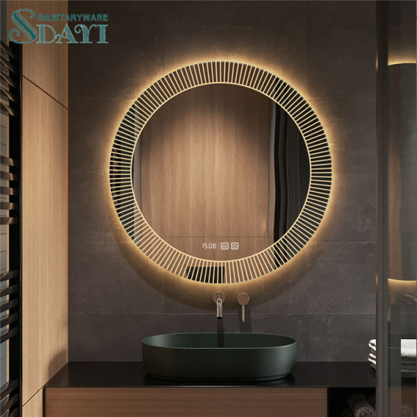 Modern Home Bathroom Mirror Time Display Led Touch Sensor Mirror Anti Fog Smart Mirror with Led Light
