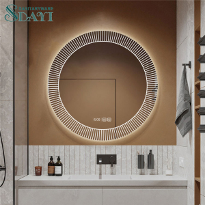 Modern Home Bathroom Mirror Time Display Led Touch Sensor Mirror Anti Fog Smart Mirror with Led Light