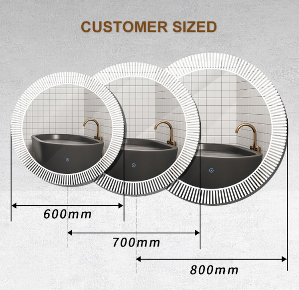 Modern Home Bathroom Mirror Time Display Led Touch Sensor Mirror Anti Fog Smart Mirror with Led Light