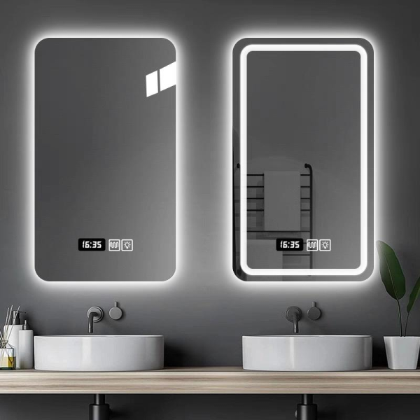 Modern Premium Anti-Fog LED Vanity Mirror Rectangle Touch Screen Smart Switch for Bathroom