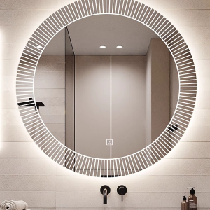 Chinese-Style Circular Smart Bathroom Mirror Wall Hanging Vanity Cabinet with LED