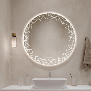 Creative Circular LED Bathroom Mirror Wall Mounted Illuminated Makeup Mirror