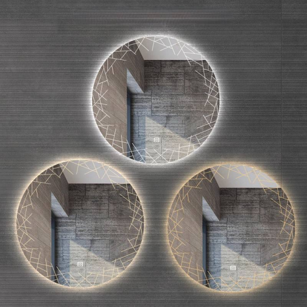 Creative Circular LED Bathroom Mirror Wall Mounted Illuminated Makeup Mirror