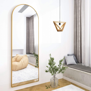 Customized Gold Aluminum Frame Arched Full Length Dressing Mirror for Living Room Bedroom