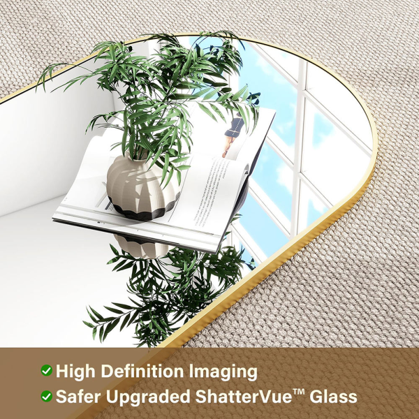 Customized Gold Aluminum Frame Arched Full Length Dressing Mirror for Living Room Bedroom