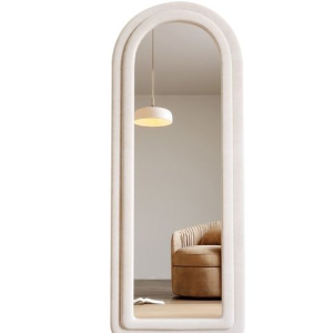 Super Markets E-commerce Stores Arch Grey Fabric MDF Wood Wall Floor Mirror