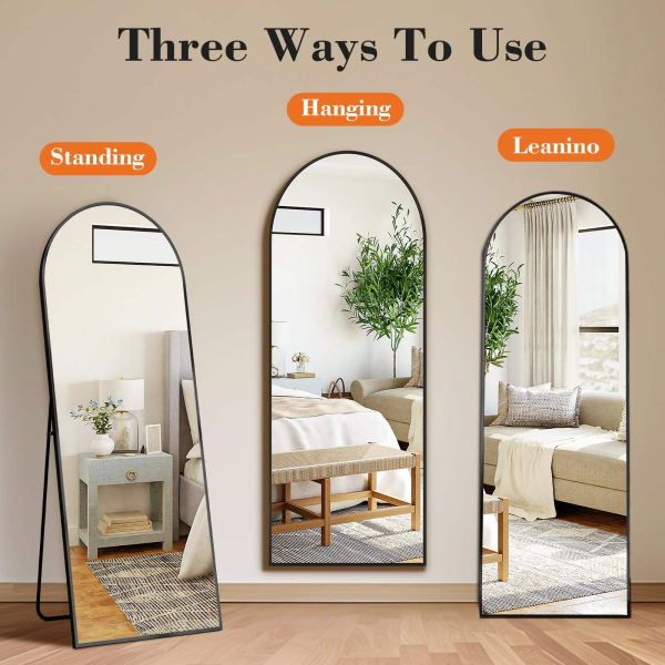 Modern Simple Home Decor Illuminated Full-Length Dressing Wall Arched Glass Mirror for Hotel