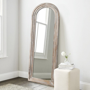Rustic Weathered Wood Arched Full Length Mirror Rectangular Full Body Standing Floor Mirror