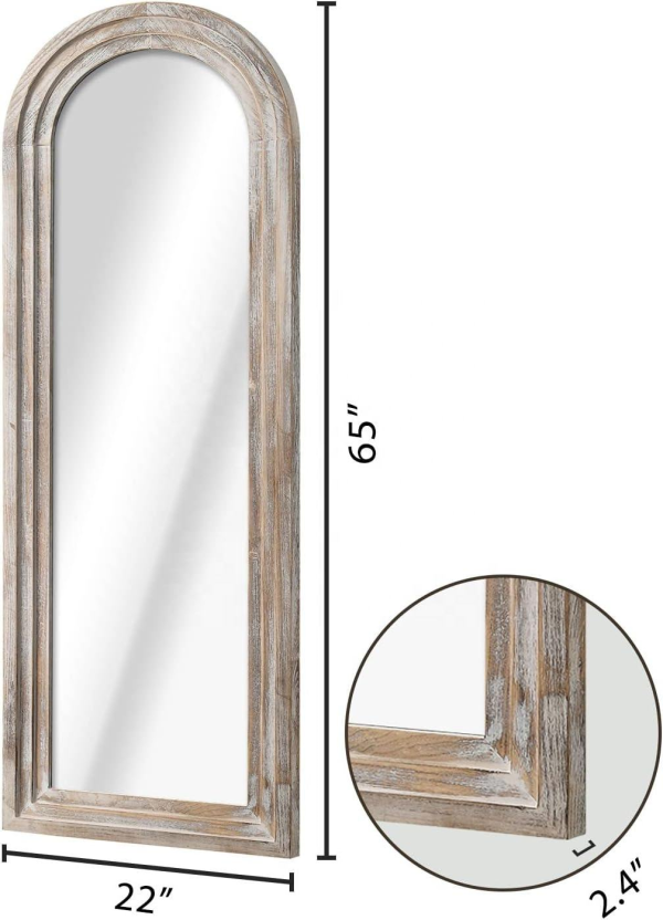 Rustic Weathered Wood Arched Full Length Mirror Rectangular Full Body Standing Floor Mirror