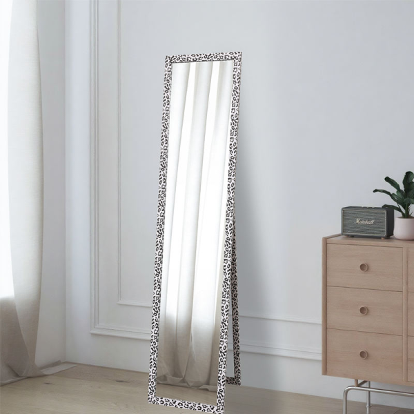 Floor Standing MDF Mirror Zebra Patterned Door Hanging Mirror for Bedroom