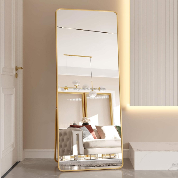 Full Length Mirror Floor Mirror Photo Modern Aluminum Alloy Metal Framed Mirror