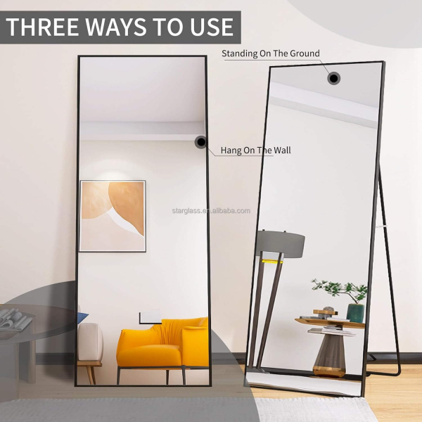 Full Length Mirror Floor Mirror Photo Modern Aluminum Alloy Metal Framed Mirror