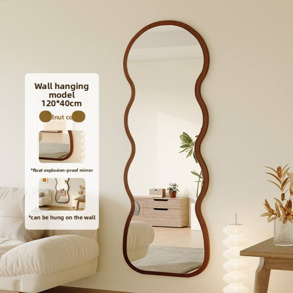 Modern Luxury Style Full-Length Wavy Design Glass Mirror for Home and Bedroom