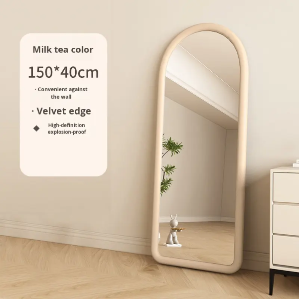 Trendy Cream Ins Style Full-Length Mirror for Home Use Framed Pattern for Girls' Bedrooms