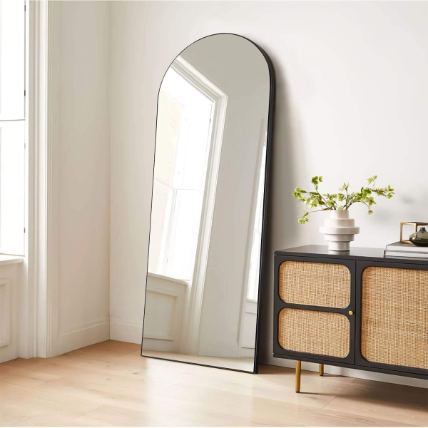 Hot Sale Customized Large Decorative Full Length Metal Black Framed Arch Mirror
