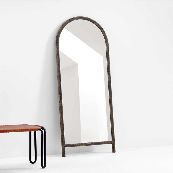 Farmhouse Arch Wooden Framed Full-length Large Dressing Floor Standing Mirror Home Decor