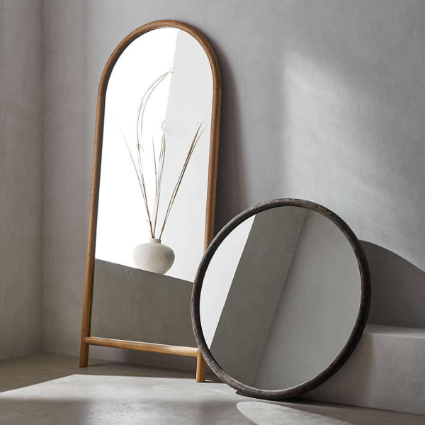 Farmhouse Arch Wooden Framed Full-length Large Dressing Floor Standing Mirror Home Decor