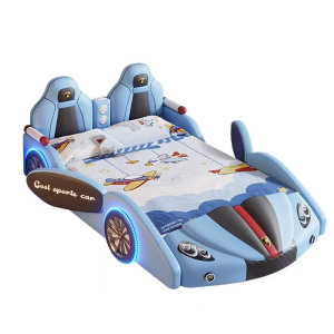 Modern luxury king-size genuine leather high-quality children's car-shaped childern bed