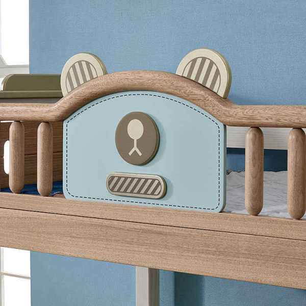 Modern eco-friendly wooden double bed with slide children's bedroom furniture for families