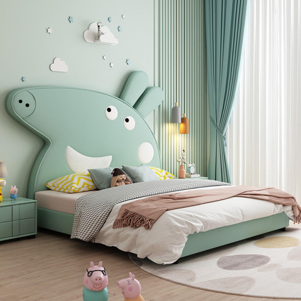 Contemporary Pink Princess Pig Design Double Bed for Children Wood Double Decker Bed