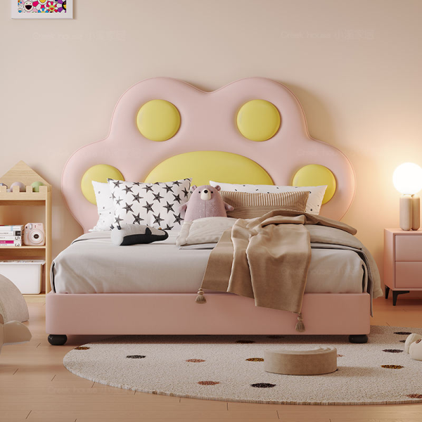 Cartoon Cute Kids Bed Double Bed Upholstered Leather Car Bedroom Furniture Set