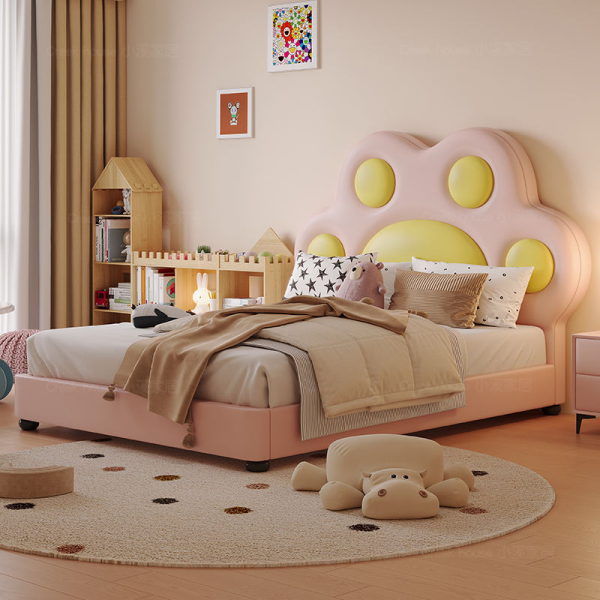 Cartoon Cute Kids Bed Double Bed Upholstered Leather Car Bedroom Furniture Set