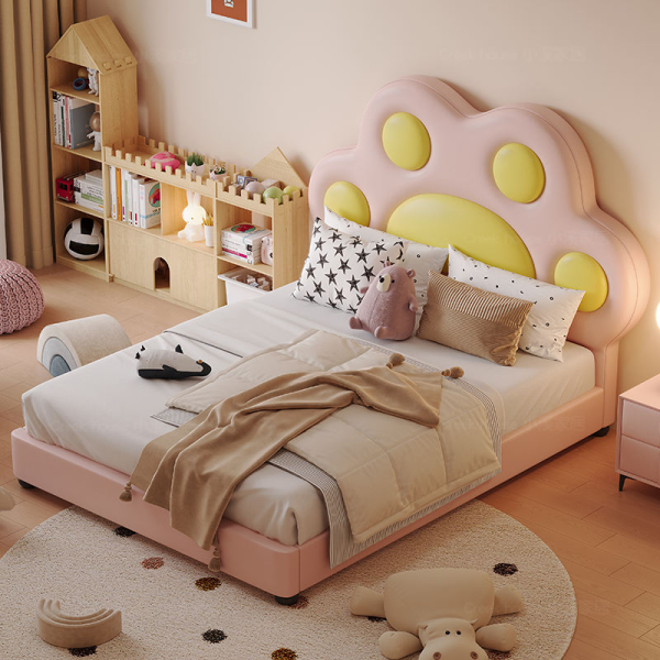 Cartoon Cute Kids Bed Double Bed Upholstered Leather Car Bedroom Furniture Set