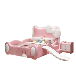Modern Cute Cat Cartoon Princess Bed Solid Wood for Bedroom Living Room