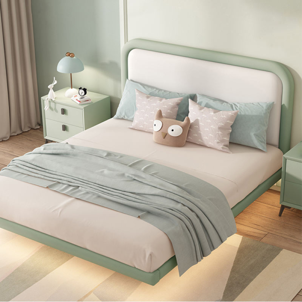 French Cream Style Single & Double Princess Storage Bed for Kids Soft Modern Fabric