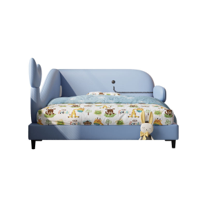 Modern Single Bed Cartoon Whale Design Guardrails Princess Style Kids Bed for Boys Girls