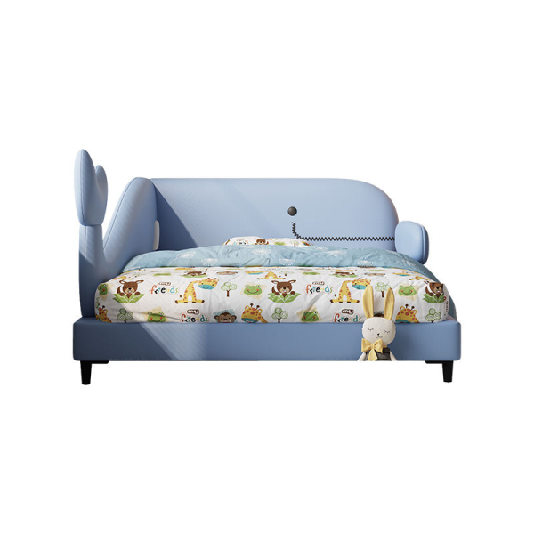Modern Single Bed Cartoon Whale Design Guardrails Princess Style Kids Bed for Boys Girls