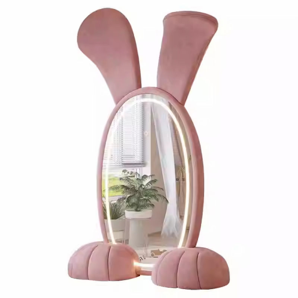 Modern Creative Eco Kids Full-Length Dressing Mirror Cute Rabbit with Big Ear for Villa Apartment Warehouse