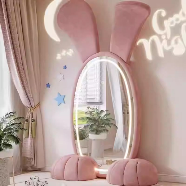Modern Creative Eco Kids Full-Length Dressing Mirror Cute Rabbit with Big Ear for Villa Apartment Warehouse