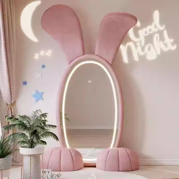 Modern Creative Eco Kids Full-Length Dressing Mirror Cute Rabbit with Big Ear for Villa Apartment Warehouse